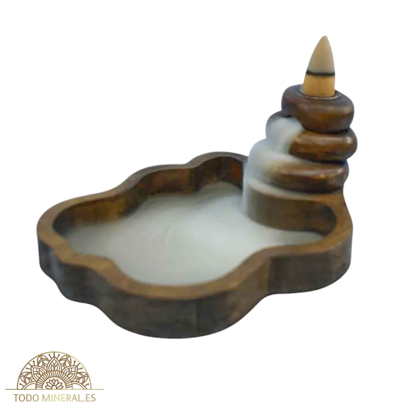 Porta Incienso Artesanal Tallado En Madera 13 Cms Aprox Cascada Para Inciensos Cono Reflujo (Conos Incluido) C8961 PORTA INCIENSOS