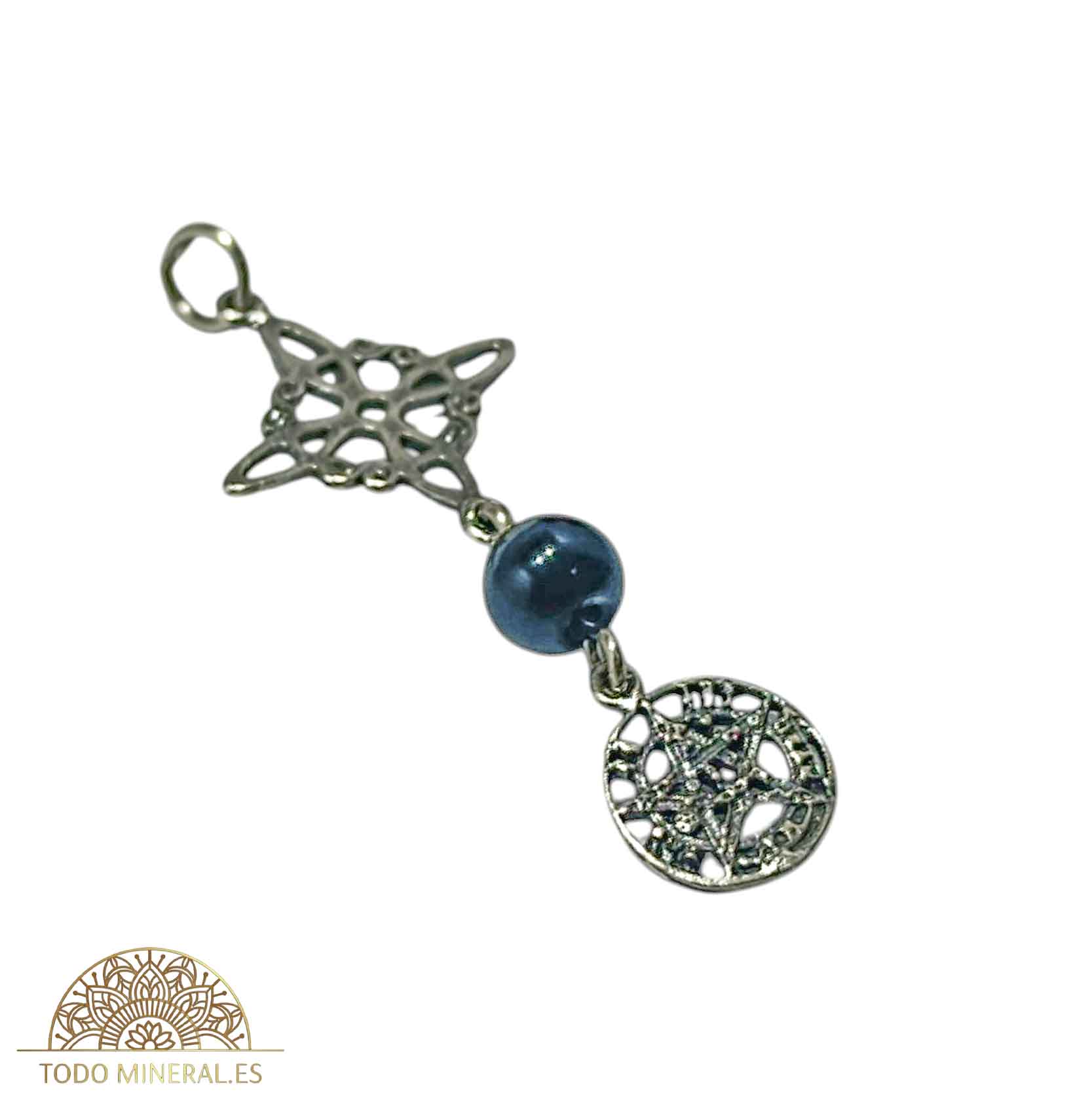 Colgante Plata 925 TripleNudo De Bruja Tetragramaton Proteccion Piedra Onix Natural 45 mm Largo Aproximadamente TODOMINERAL