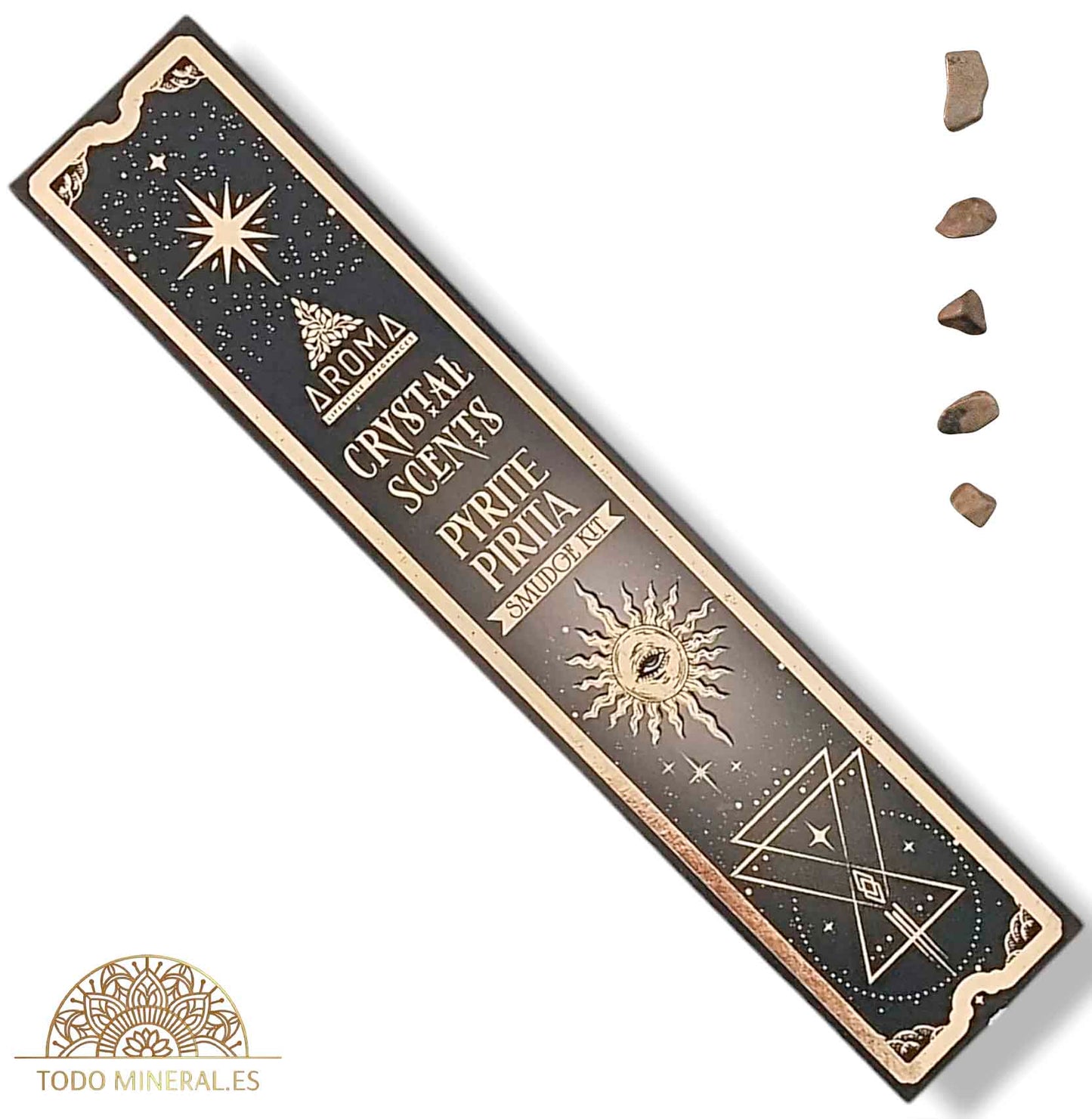Paquete 20 Gramos De Incienso Marca Aroma Crystal Scents Con Mineral Rodado Pequeño INCIENSOS