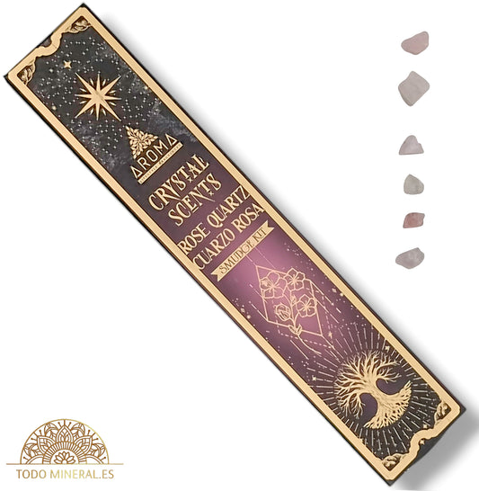 Paquete 20 Gramos De Incienso Marca Aroma Crystal Scents Cuarzo Rosa - TODOMINERAL