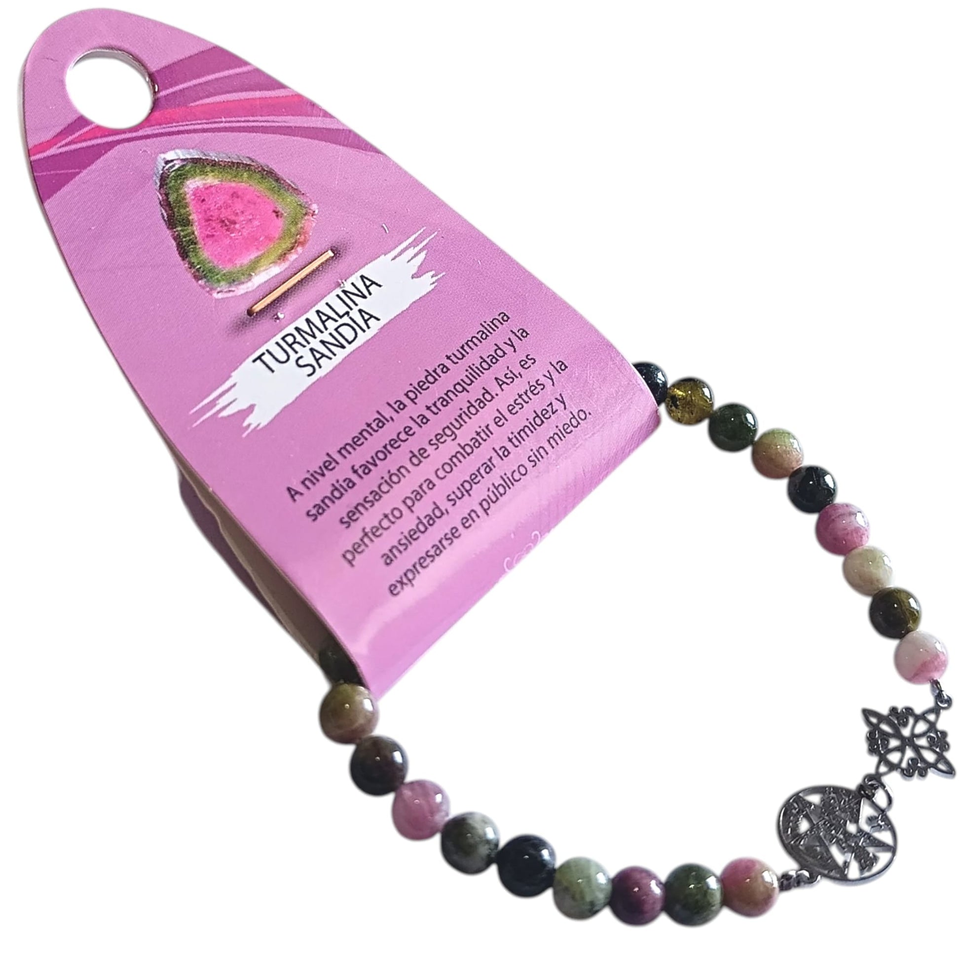 Pulsera Acero Doble Protección Tetragramaton Nudo De Bruja Y Piedra Turmalina Facetada O Cianita Azul PULSERA ACERO