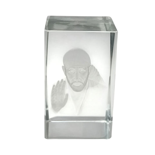 Cristal Con Grabado Sai Baba 8 Cms