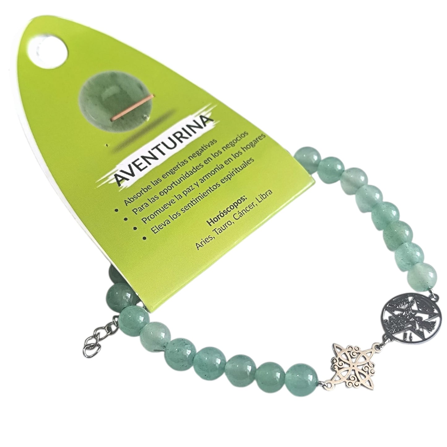 Pulsera Acero Doble Protección Tetragramaton Nudo De Bruja Y Piedra Turmalina Facetada O Cianita Azul PULSERA ACERO