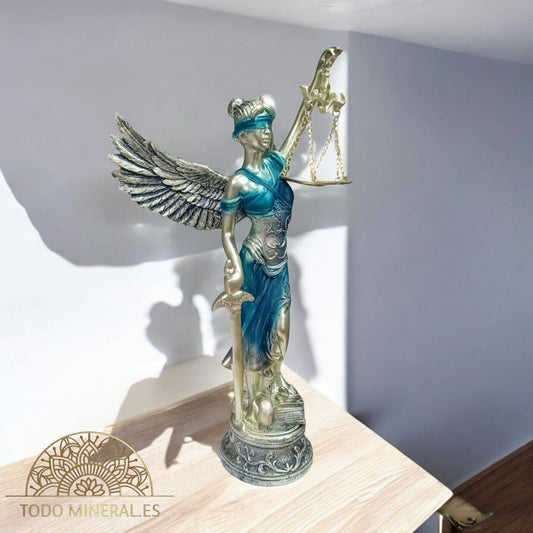 Figura En Resina Diosa De La Justicia Con Alas 36 Cms Apox Color Azul 600103405 TODOMINERAL
