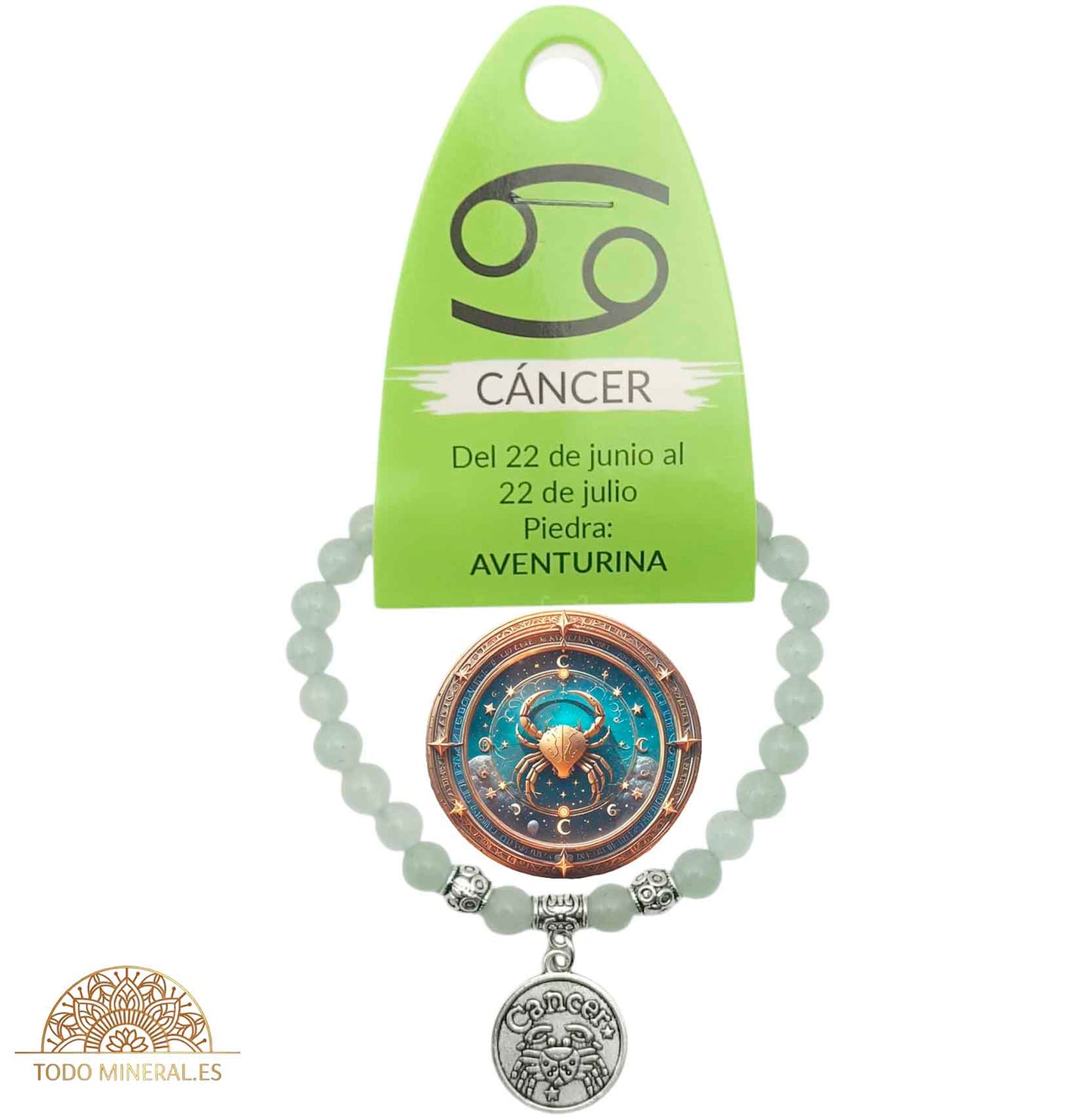 Pulsera Horóscopo Cáncer Piedra Aventurina 6 mm - TODOMINERAL