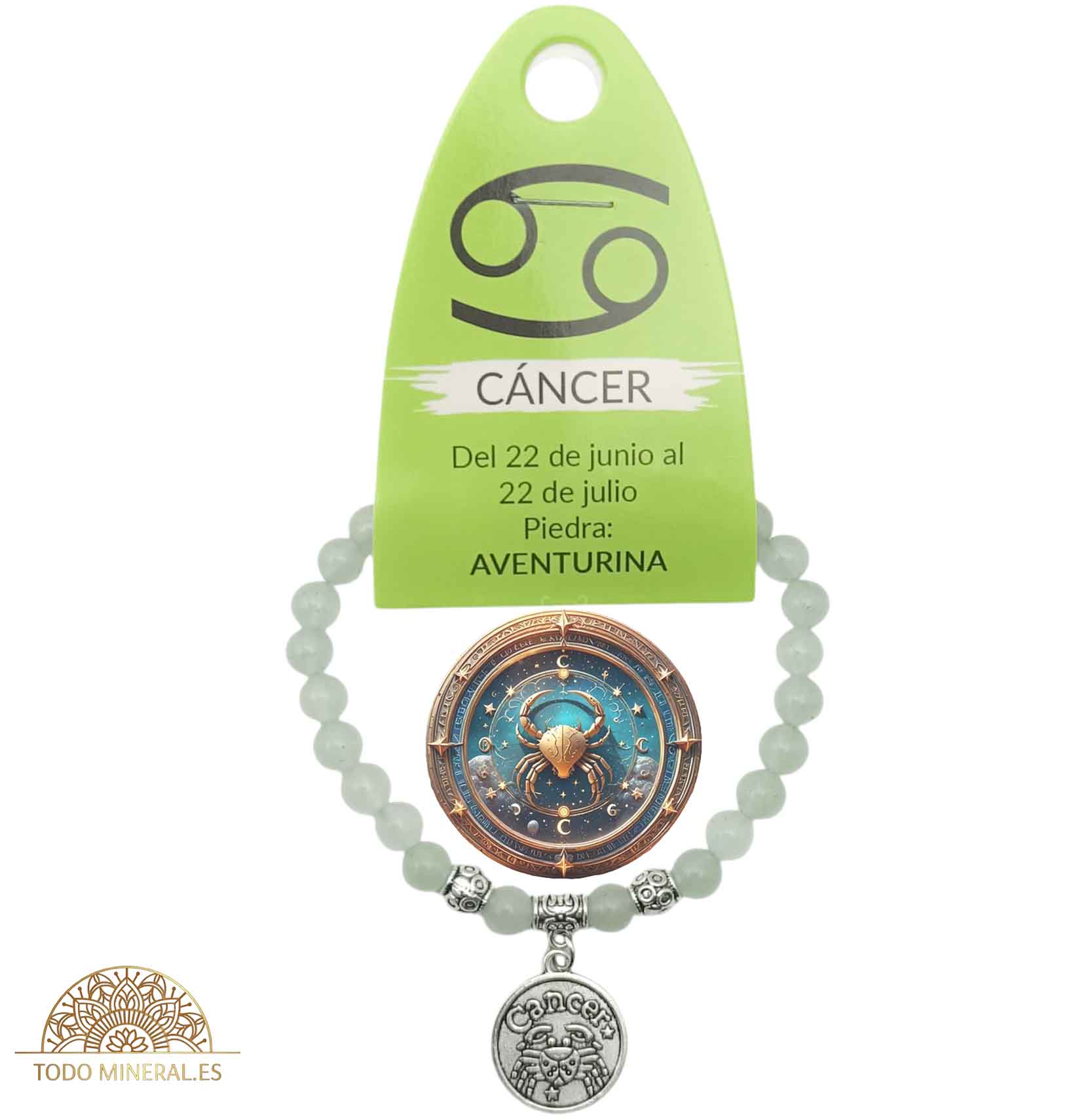 Pulsera Horóscopo Cáncer Piedra Aventurina 6 mm - TODOMINERAL