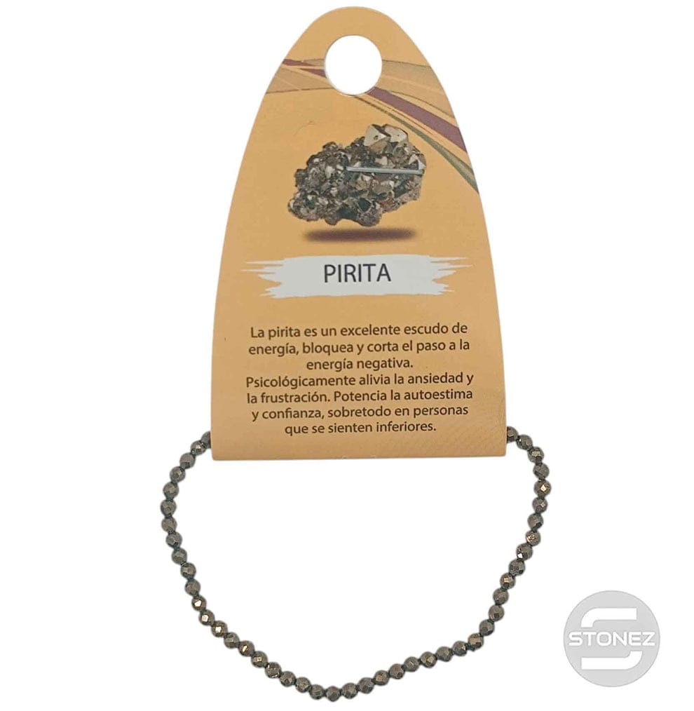 Pulsera Piedra Natural Facetada Pirita ELIGE EL GROSOR DE BOLA PULSERAS MINERALES