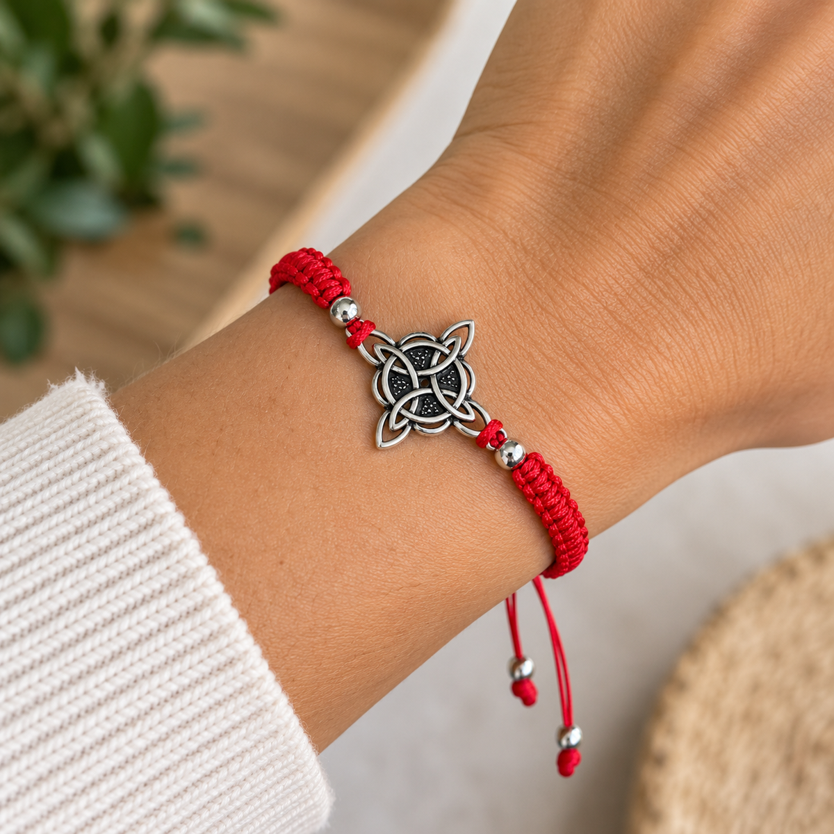 Pulsera Roja Ajustable Nudo de Bruja – Amuleto de Protección en Bisutería PULSERA 7 NUDOS