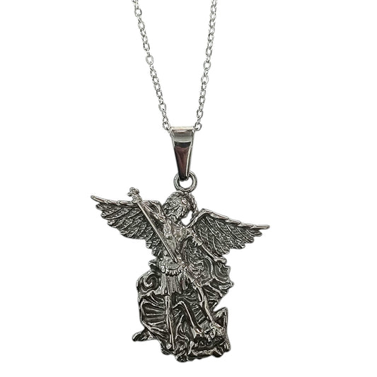 Collar Acero Arcangel San Miguel 40 mm (ELIGE TAMAÑO DE CADENA)