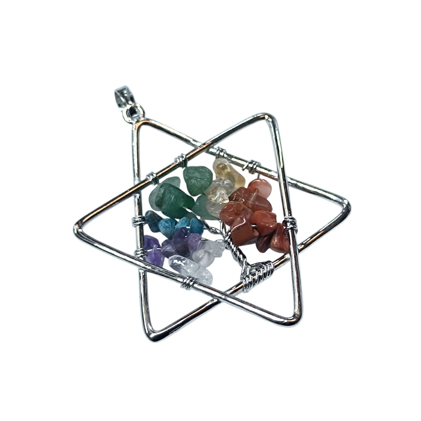 Collar Colgante Metal Con Minerales 7 Chakras | Incluye Cadena Acero Finita TODOMINERAL