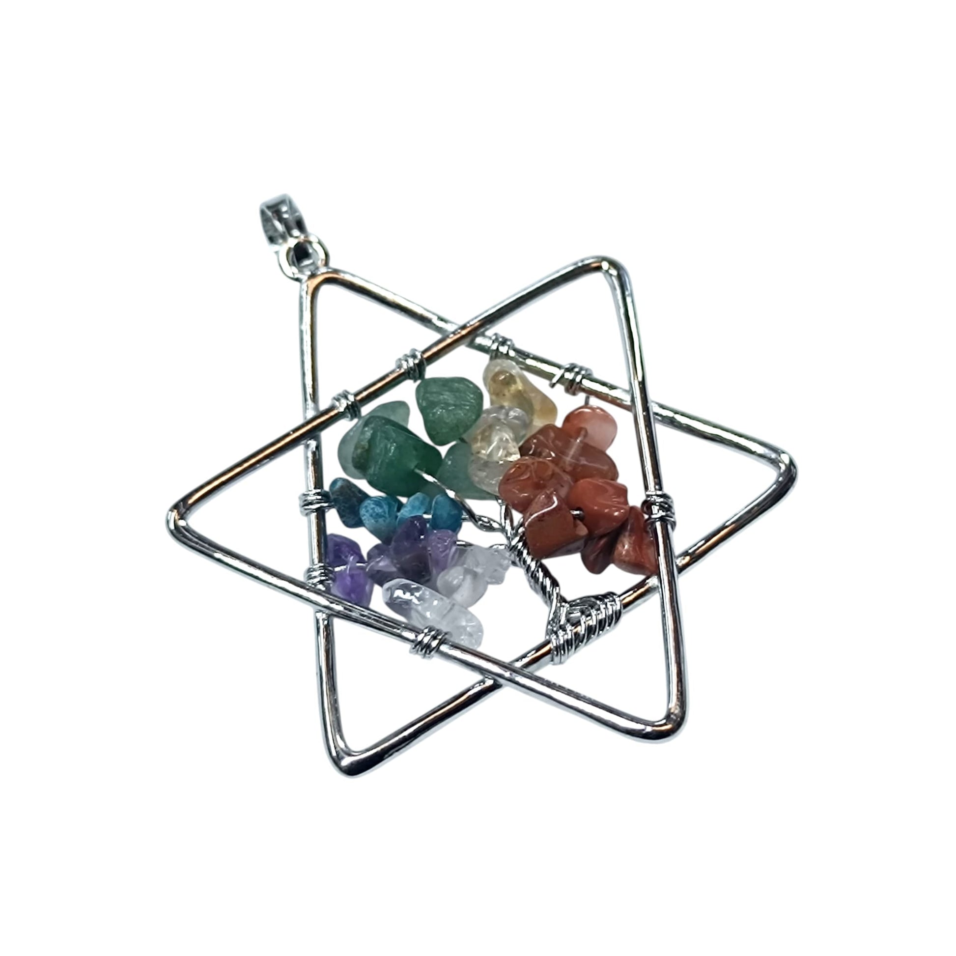 Collar Colgante Metal Con Minerales 7 Chakras | Incluye Cadena Acero Finita TODOMINERAL