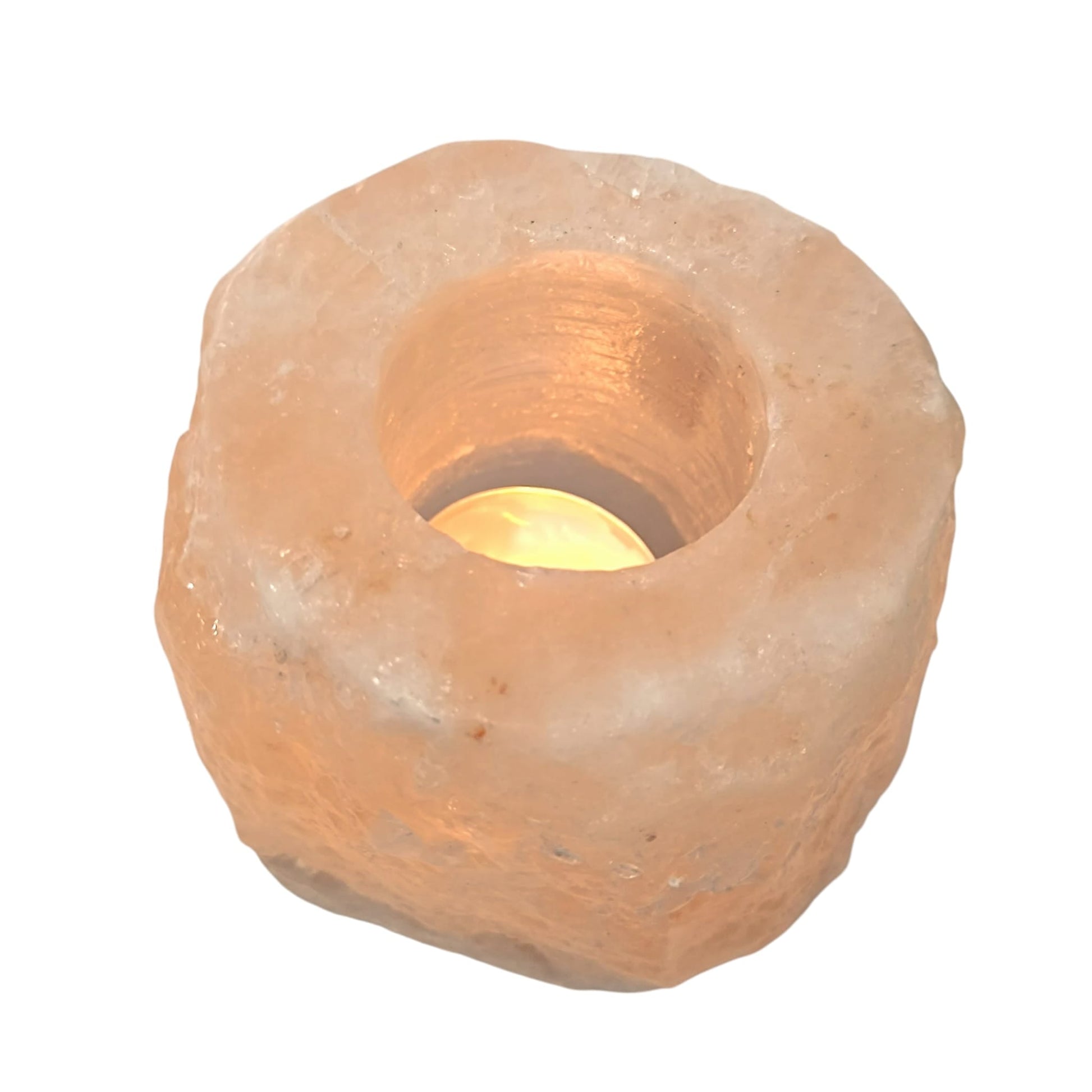 Portavela de Sal del Himalaya Natural 9 cm en Bruto LAMPARAS DE SAL