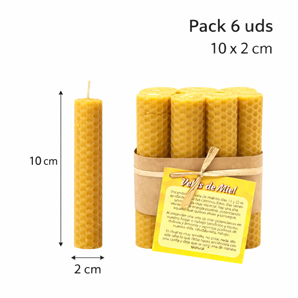 Vela de Miel Natural 🕯️ | Elige Tamaño | Unidad o Pack de 6 | Aroma Suave y Decoración Hogar VELAS DE MIEL