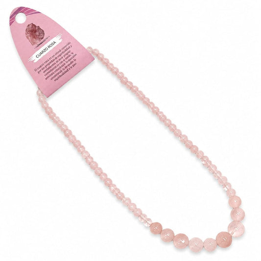 Collar Piedra Natural Cuarzo Rosa degradado de 6 a 12 mm 59 Cms TODOMINERAL