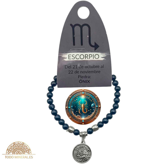 Pulsera Horóscopo Escorpio Piedra Onix 6 mm - TODOMINERAL