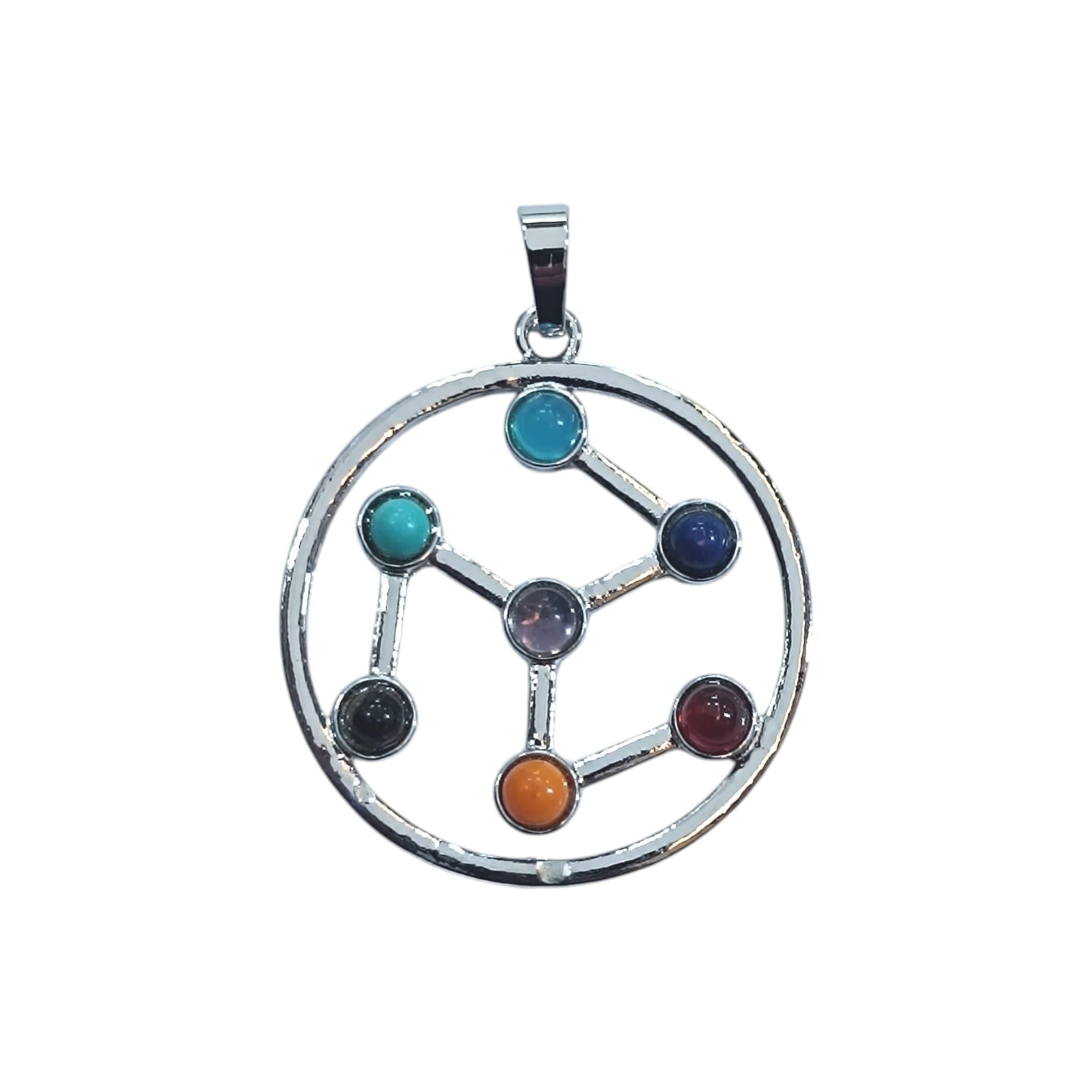 Collar Colgante Metal Con Minerales 7 Chakras | Incluye Cadena Acero Finita TODOMINERAL