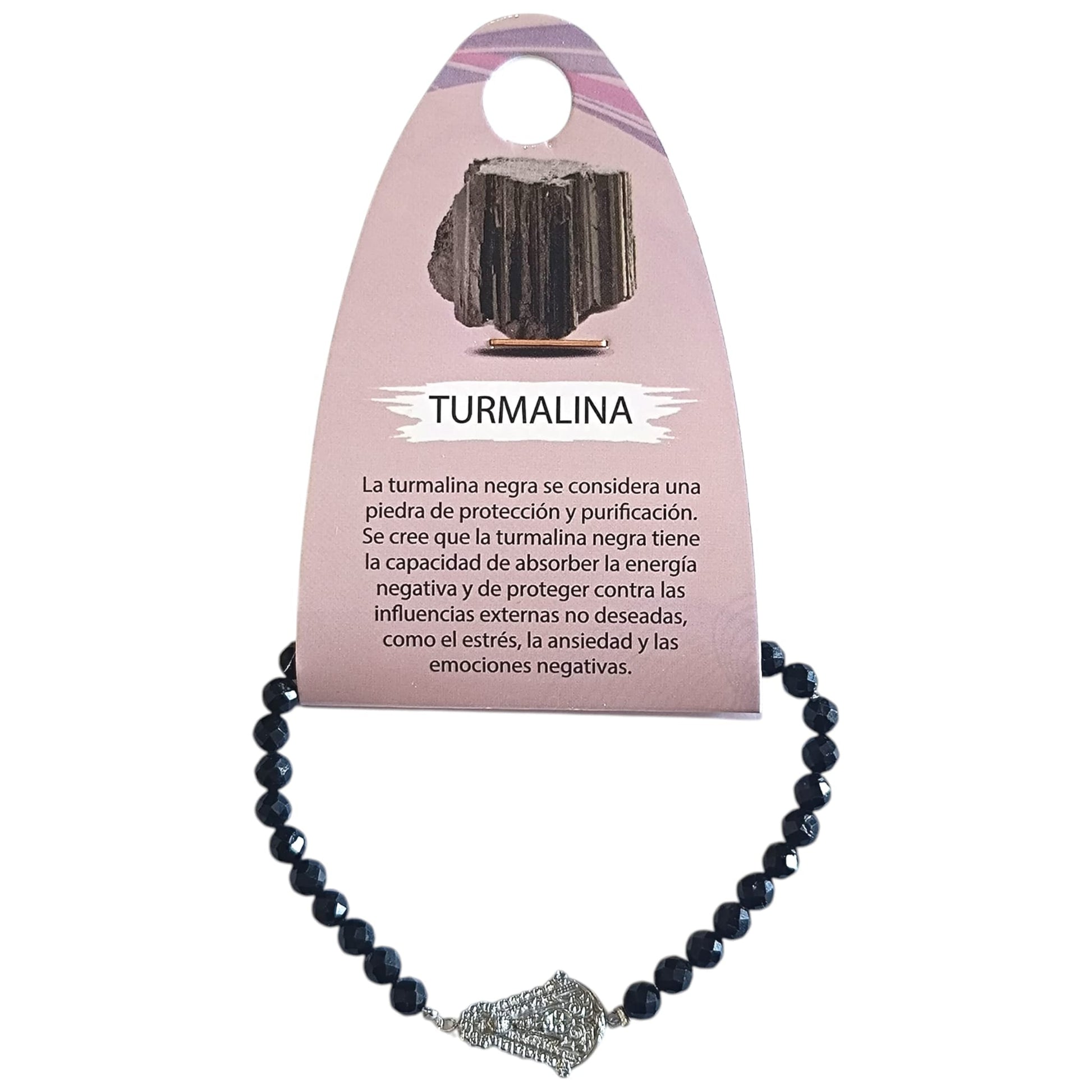 Pulsera Acero Piedra Natural Facetada Turmalina y Entrepieza Virgen del Rocío PULSERA ACERO