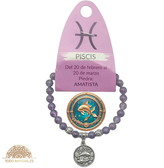 Pulsera Horóscopo Piscis Piedra Amatista 6 mm - TODOMINERAL