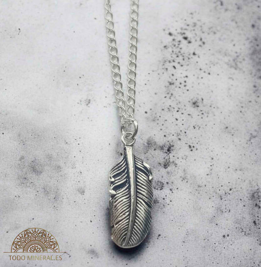 Colgante Pluma Con Cadena Plata 925 TODOMINERAL