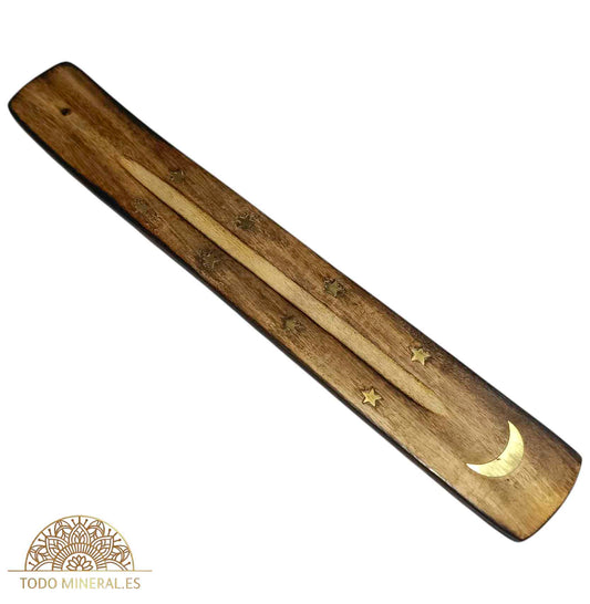 Porta Incienso Símbolo Luna En Madera Para Varilla Inciensos PORTA INCIENSOS