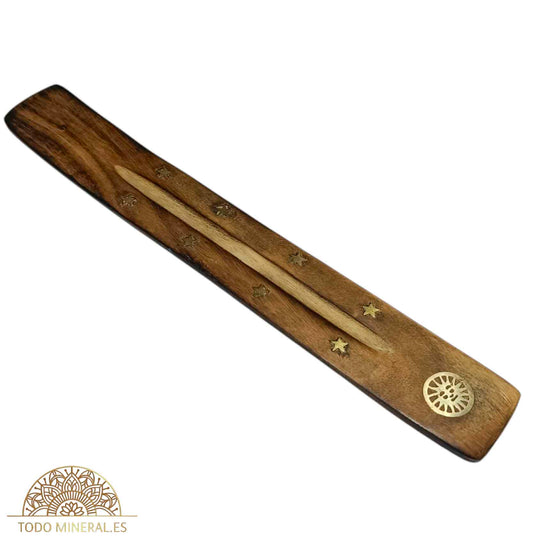 Porta Incienso Símbolo Sol En Madera Para Varilla Inciensos PORTA INCIENSOS