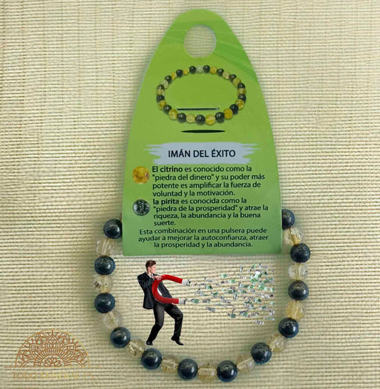 Pulsera Combinada Piedra Citrino y Pirita Para Imán Del Éxito Piedra De 6 mm - TODOMINERAL