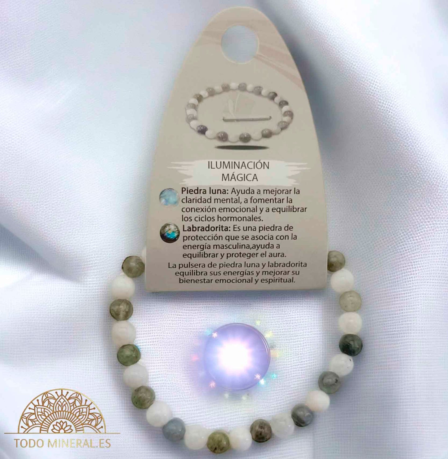 Pulsera Combinada Piedra Luna y labradorita Para Iluminación Mágica Piedra De 6 mm - TODOMINERAL