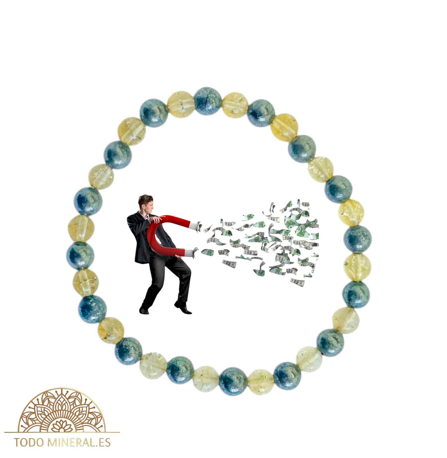 Pulsera Combinada Piedra Citrino y Pirita Para Imán Del Éxito Piedra De 6 mm - TODOMINERAL