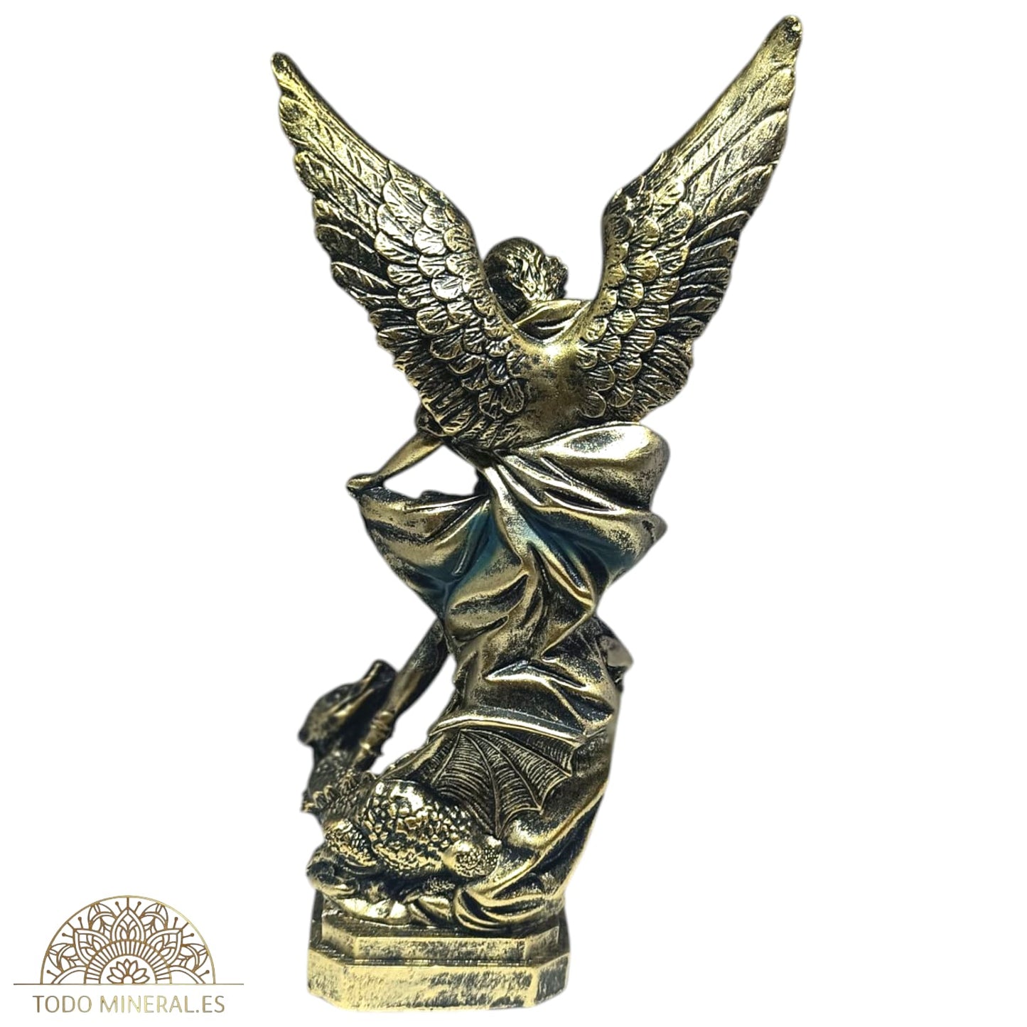 Figura Arcángel San Miguel En Resina 30 Cms Dorado y Azul  600103662 TODOMINERAL