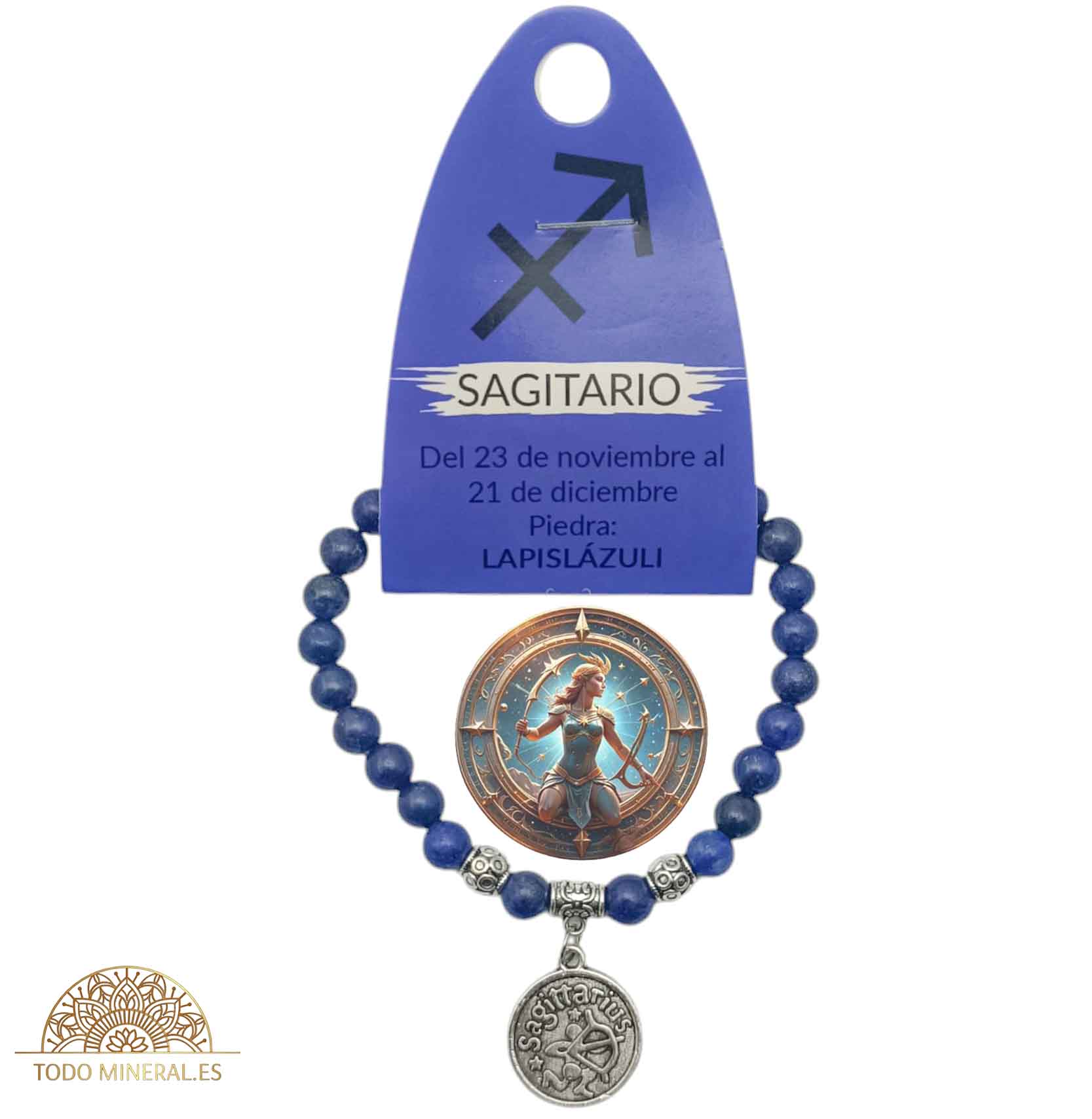 Pulsera Horóscopo Sagitario Piedra Lapislázuli Teñido 6 mm - TODOMINERAL