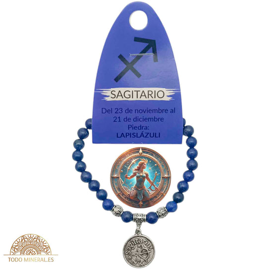 Pulsera Horóscopo Sagitario Piedra Lapislázuli Teñido 6 mm - TODOMINERAL