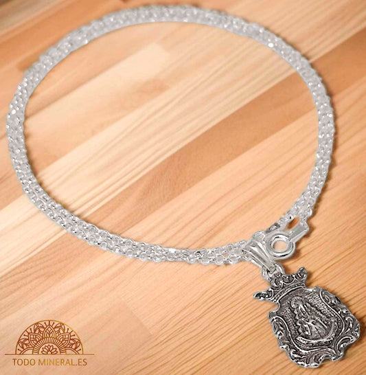 Collar Virgen Del Rocío Con Cadena 45 Cms Plata 925 TODOMINERAL